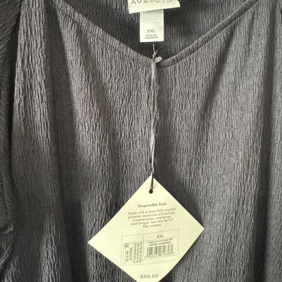 NWT Ava & Viv Plus Textured Stretch Flutter Sleeve Dress Black Size XXL - Picture 4 of 7